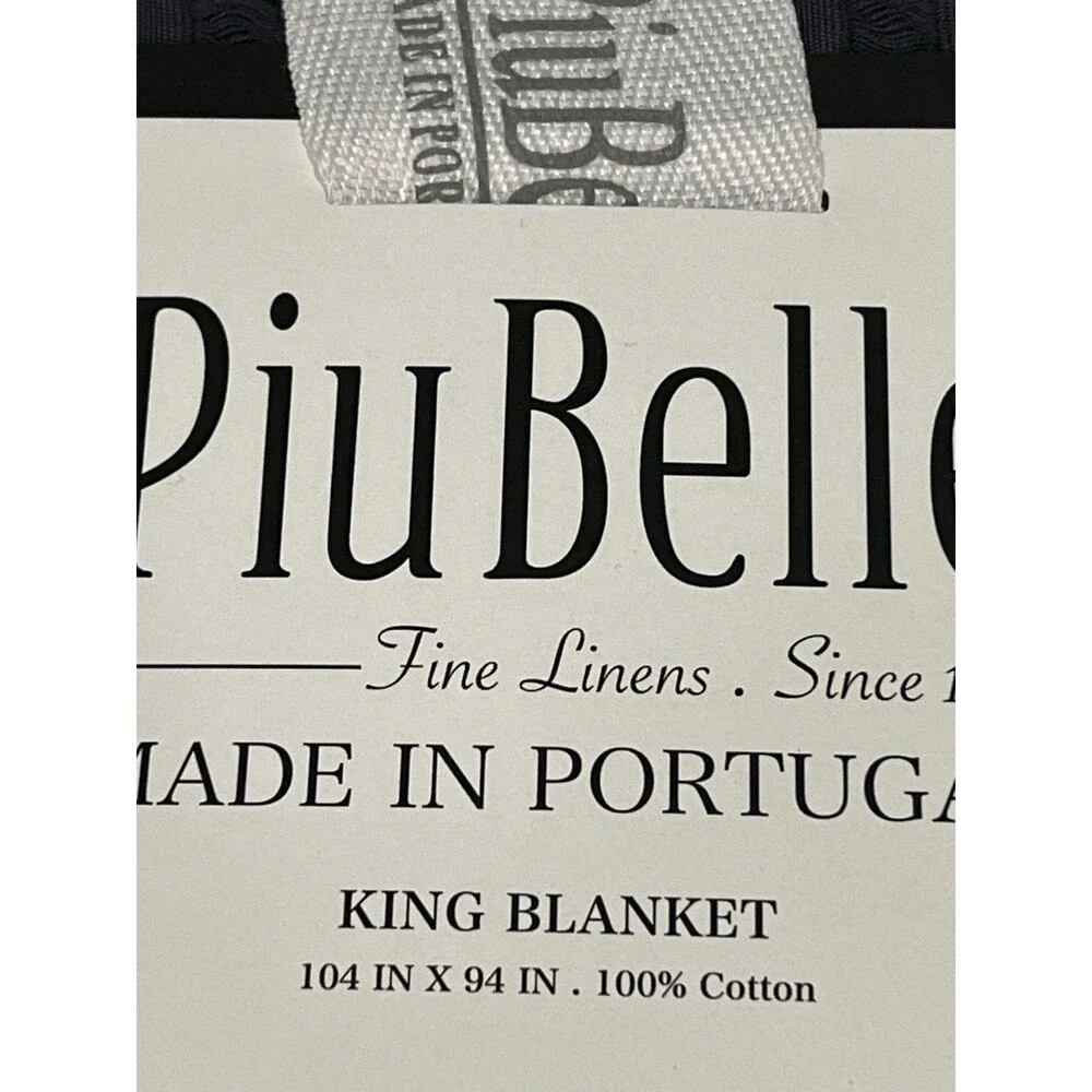 Piu Belle Dark Gray Waffle Texture Cotton King Blanket Coverlet 104 X 94 in New